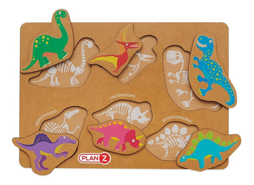 Juego Encastre Madera Didácticos Infantil Niños Color Dinos