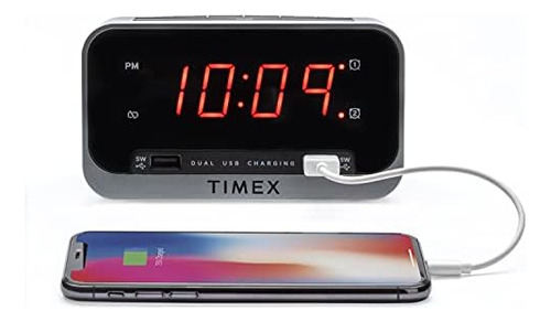 Reloj Despertador De Cabecera Timex Con Carga Usb Doble, Ala