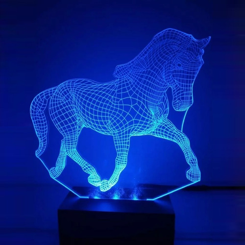 Luminária Decorativa Abajur Led Cavalo Personalizada C/ Nome