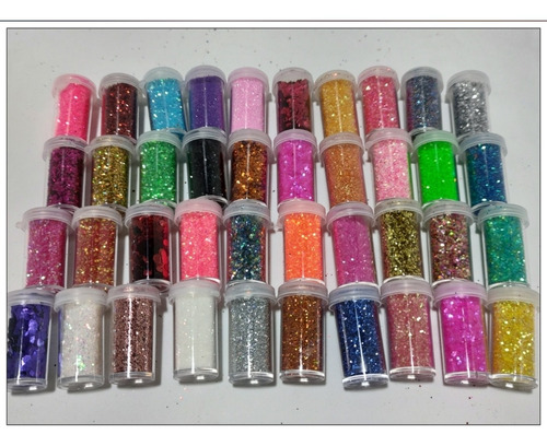 Glitter Gibre Neon, Holo, C.de Sirena. Pote De 7cc. 5u. Nail