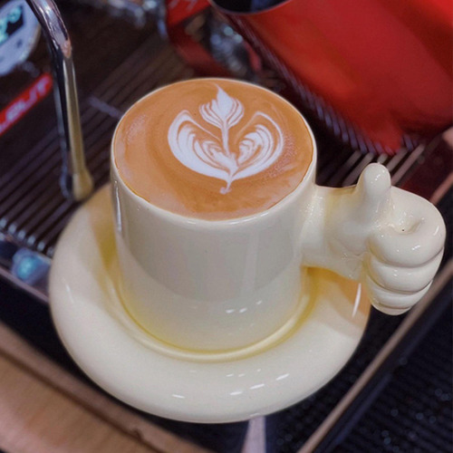 New,. Taza De Café, Taza De Postre, Mango Con Pulgares Hacia