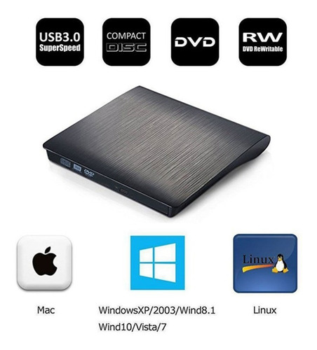 Imagen 3 de 5 de Externo Usb 3,0 Unidad De Dvd Rw Quemador Escritor Lector Re