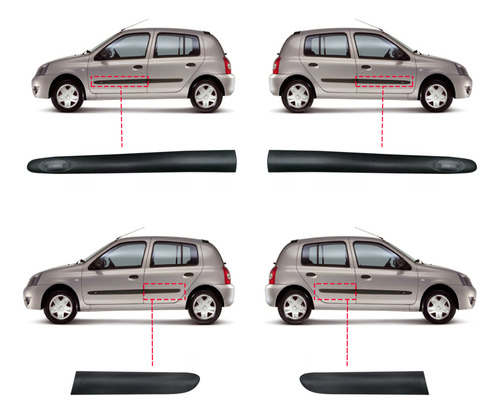 Kit Molduras De Puerta Renault Clio 2003 2004 2005 5 Puertas