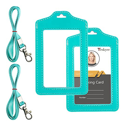 2 Pack Of Double Sided Clear Badge Holder With Lanyard,...