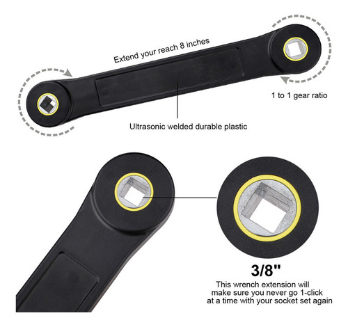 Llave De Extensión Coche Universal, Herramienta 3/8 Pulgada