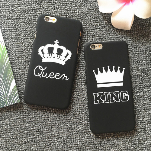 Moda King Queen Lovers Telefone Móvel Pc Scrub Capa Su