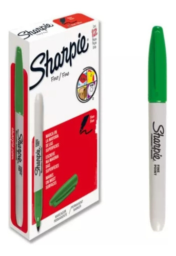8 Marcadores Permanentes Punto Fino Sharpie Color Verde