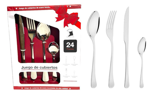 Juego De Cubiertos 24 Piezas Acero Inoxidable Yolikitchen Plateado