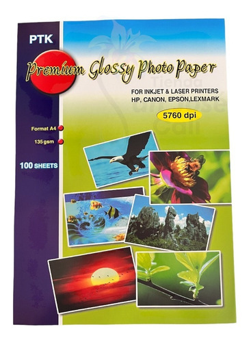 100 hojas de papel fotográfico DIN A4/135 g/m² brillante para impresora de inyección de tinta se seca inmediato de alta brillance al agua Lot de 100/blanco brillante