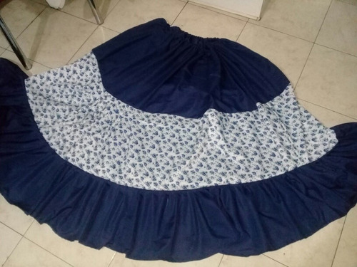 Pollera Paisana Volados Azul Marino 90 Cms