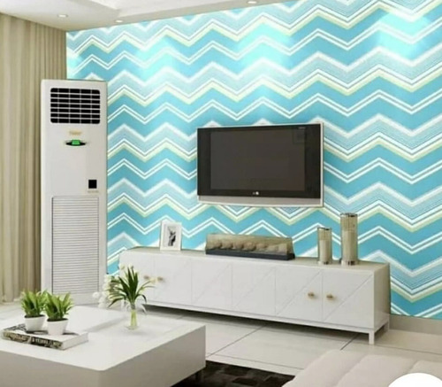 Papel Adhesivo Tapiz Pared Lavable Zigzag Celeste 