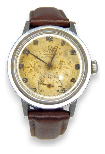 Reloj Omega 30t2 32 Mm Sub Segundos Acero Años 40 Marrón Oscuro Plateado Beige (Usado)