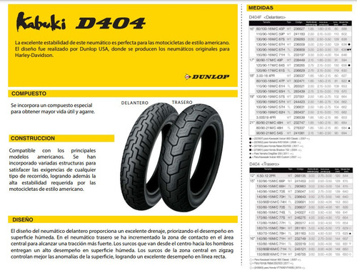 Cubierta Dunlop Moto - D404 - 140/90- R15m -70s -wt-