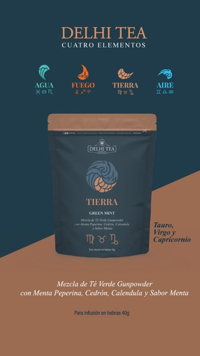 Imagen 2 de 5 de Te Hebras Delhi Tea Tierra - Green Mint Doypack X 40g