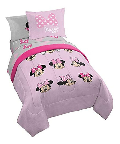 Jay Franco Disney Minnie Mouse Faces Juego De Cama Completo 