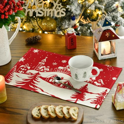 Juego De 4 Individuales De Navidad Con Temática De Modo Art