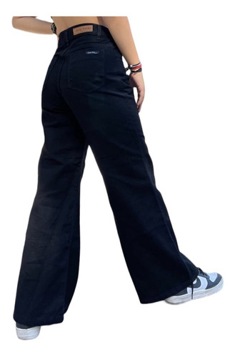 Pantalon Jeans Mujer Vintage Ancho Tiro Alto Rígido Wide M78