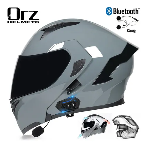 Casco Moto Abatible Bluetooth Integrado Negro Certificado Cuotas