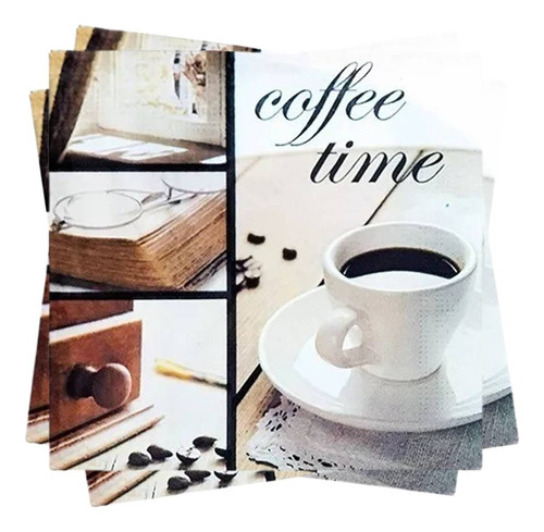 20 Guardanapos De Papel Coffee Time Café Folha Tripla