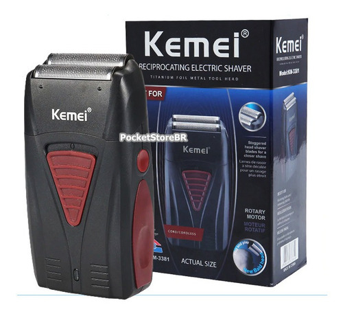 Máquina Shaver Kemei Barbeador Sem Fio 2 Lâminas Km-l3381