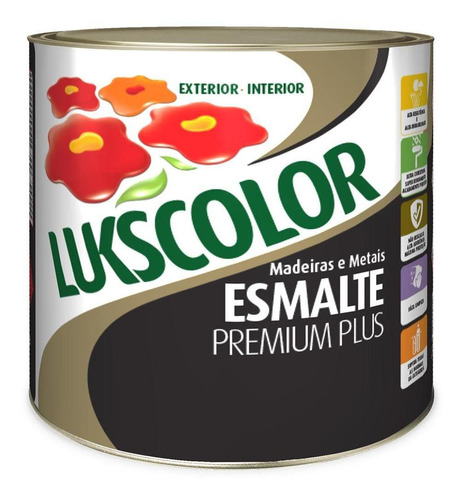 Tinta Esmalte Sintético Lukscolor Preto Fosco 225ml