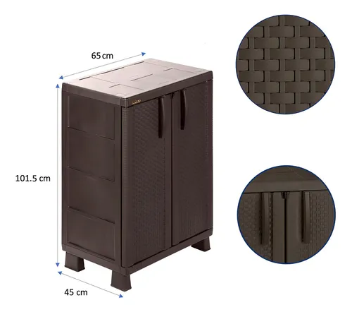 Armario para exterior Rimax 11574-HC de rattan plástico color Wuengue