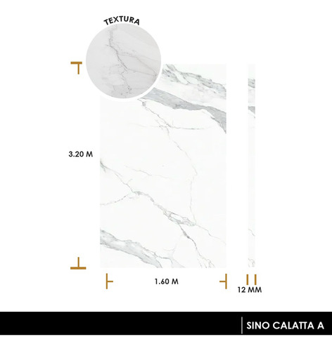 Piedra Sinterizada Sino Calacatta A | Mate - 1600x3200x12mm