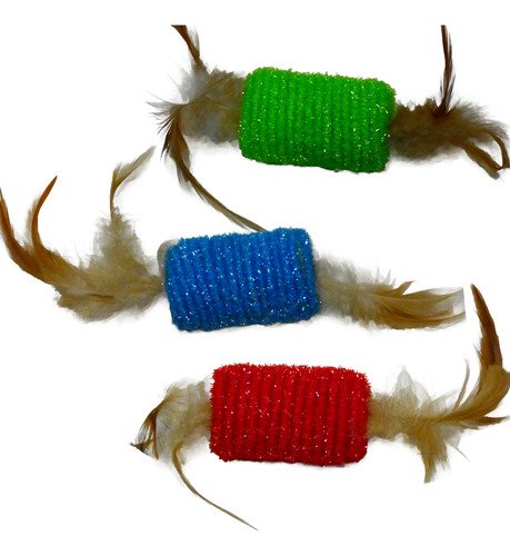 Rodillo Con Hilo Y Plumas Sonajero Juguete Para Gatos.