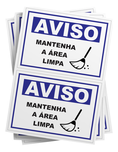 Kit 2 Adesivos De Sinalização Mantenha A Área Limpa 14x20cm
