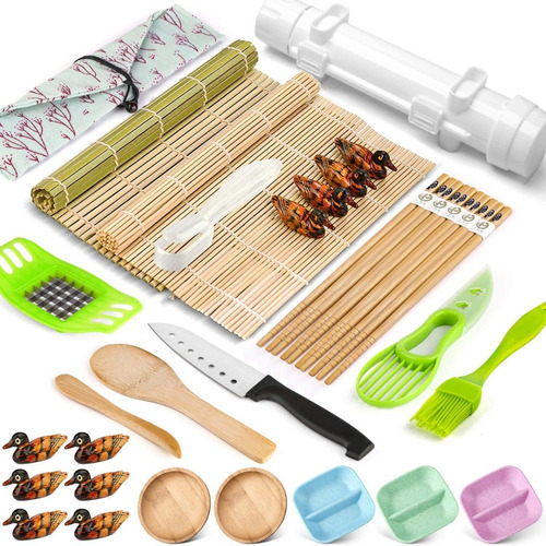Kit Fabricación De Sushi Incluye Alfombrilla De Bambú