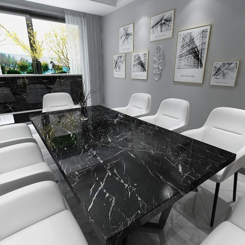 Imagen 4 de 6 de Vinilo Para Mesada - Marmol Negro 60 X 300 Cm