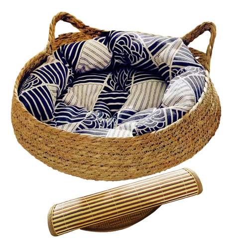 Cesta Para Cama Para Gatos, Casa Para Almohada Azul 43x14cm