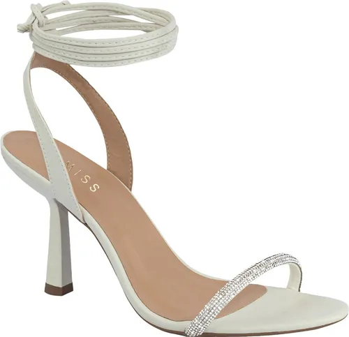 Sandália Feminina Salto Fino Amarração Comfort Strass Brilho