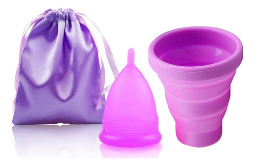Copa Menstrual Certificada Fda + Vaso Esterilizador Color Morada S