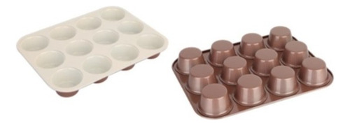 Molde Muffins X12 Hudson Antiadherente Ceramica Cupcakes Bz3 Color Cobre