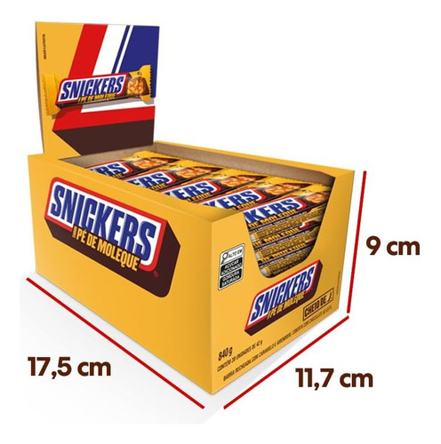 Chocolate Snickers Pé De Moleque Com 20 Unidades De 42g