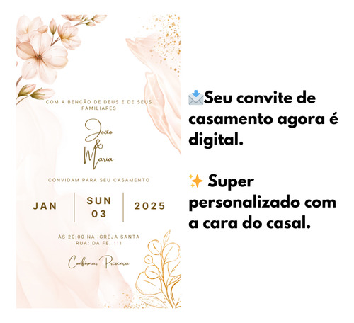 Convite De Casamento Whatsapp Digital Envio Imediato Modelo 5