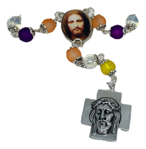 Decenario Santa Faz Cristo Engarce Plata Cruz Rostro Bolso