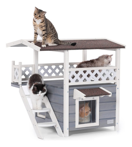 Petsfit Casas De Techo Duraderas Para Gatos Al Aire Libre R.