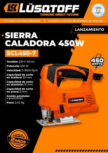 Imagen 2 de 10 de Sierra Caladora Lusqtoff 450w Scl450-7 220v 4 Posiciones