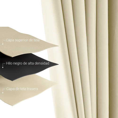 1 Panel Cortina Blackout Gruesa Con Ojales 135x230 Cm Lisa Crema