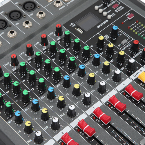 Placa De Sonido Power Mixer De 6 Canales Para Streaming