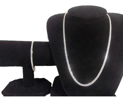 Corrente Grumet Fina 60cm 2,4mm 3 Gr. Prata 925 + Pulseira