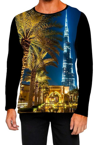Camiseta Manga Comprida Dubai Burj Khalifa 7