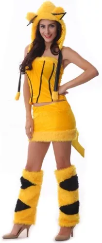 Fantasia Adulto Feminina Cosplay Misty com Boneco Pikachu