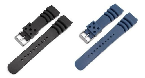Kit Pulseira 20mm Borracha Might Para Relógio E Smartwatch Cor Preto-azul