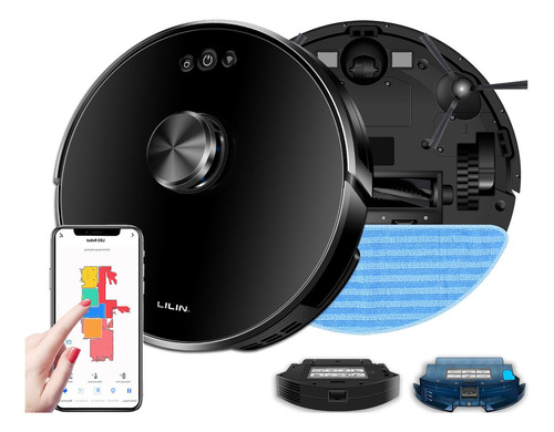 Robô Aspirador Passa Pano Liectroux/lilin Xr500 Laser Lidar Cor Preto 127/220v