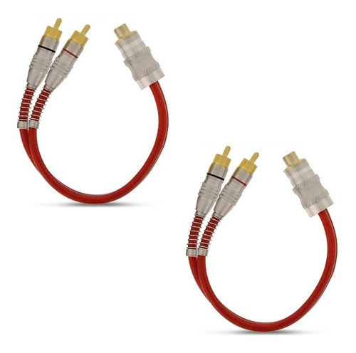 Imagem 1 de 4 de 2 Cabos Y Rca Blindado Techone 2 Machos Vermelho Blindados