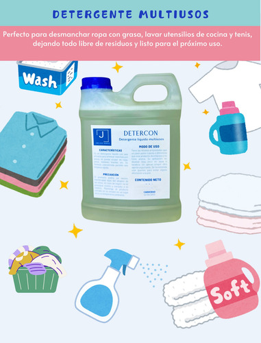 Detercon Jabón Líquido Multiusos Desengrasante Ropa 4 Litros