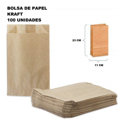 Bolsa Papel Kraft 2 Libras 100 Unidades